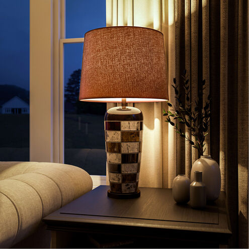 Torino 17.5 inch 150 watt Ceramic Multicolor Squares Table Lamp Portable Light