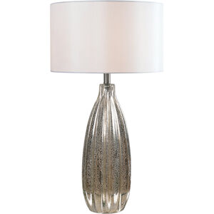 Elaine 10 inch 150.00 watt Antique Mercury Glass And Brushed Steel Table Lamp Portable Light
