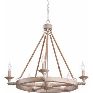 Timone 5 Light 29 inch Weathered White With Rope Chandelier Ceiling Light