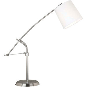 Reeler 9 inch 100.00 watt Brushed Steel Table Lamp Portable Light, Adjustable