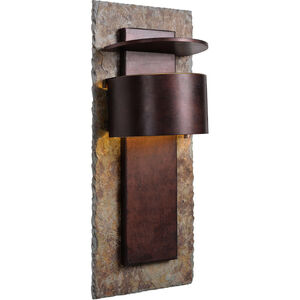 Pembrooke LED 15 inch Natural Slate With Copper Wall Lantern, Small