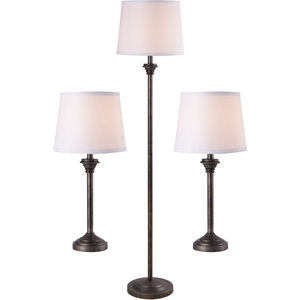 Concord 15 inch 100.00 watt Vintage Metal Floor and Table Lamp Portable Light, 3 Pack