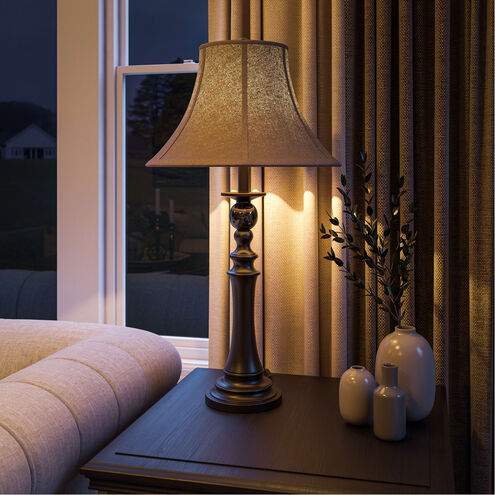 Plymouth 12 inch 150.00 watt Oil Rubbed Bronze W/Natural Marble Accents Table Lamp Portable Light