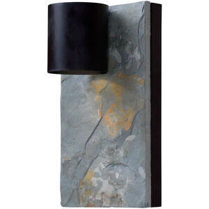 Frederick 1 Light 8 inch Blackened Oil Rubbed Bronze/Natural Slate Outdoor Wall Lantern