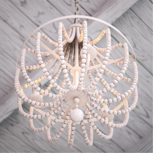 Regas 3 Light 17 inch White With Weathered White Beads Chandelier Ceiling Light in Weathered Wood