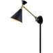 Arne 18 inch 40.00 watt Matte Black With Antique Brass Swing Arm Wall Lamp Wall Light
