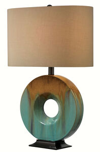 Sesame 17 inch 100.00 watt Teal Ceramic Glaze Table Lamp Portable Light 