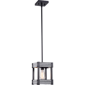 Pioneer 1 Light 10 inch Matte Black And Galvanized Metal Mini Pendant Ceiling Light