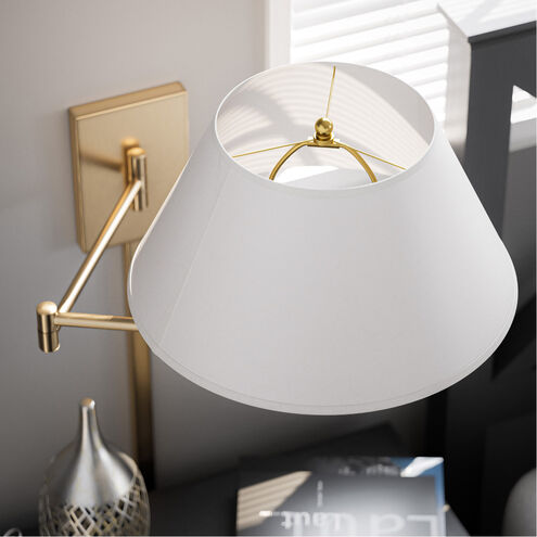 Simplicity 26 inch 150.00 watt Vintage Brass Swing Arm Wall Lamp Wall Light in Cream