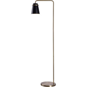 Levi 15 inch 60.00 watt Black And Antique Brass Floor Lamp Portable Light