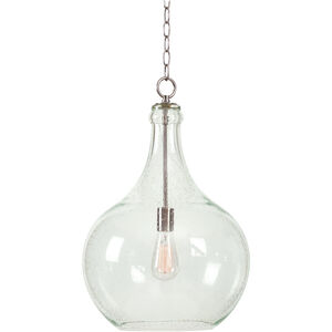 Rhone 1 Light 18 inch Brushed Steel Pendant Ceiling Light in Clear