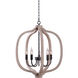 Sophia 5 Light 17 inch Weathered White And Black Chandelier Ceiling Light