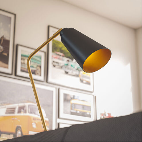Alvar 12 inch 40.00 watt Matte Black With Antique Brass Accents Desk Lamp Portable Light