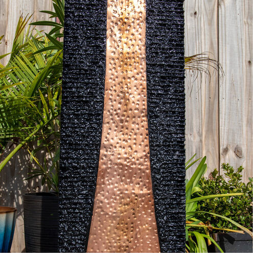 Brilliant Falls Black Slate With Hammered Copper Floor Fountain
