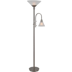 Brady 20 inch 60.00 watt Brushed Steel Torchiere Portable Light, with Reading Arm